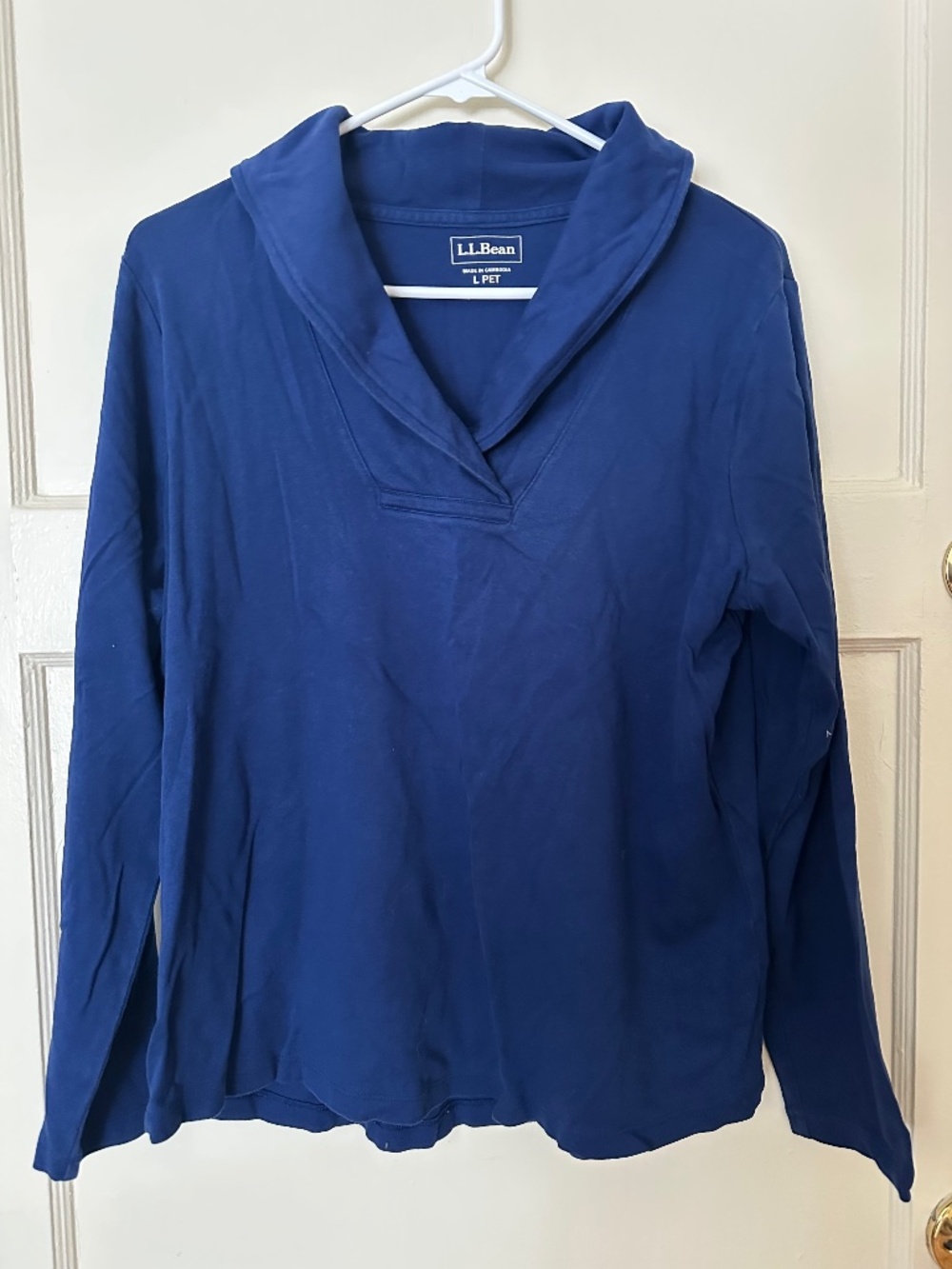 L.L. Bean Long-Sleeve Shawl Collar Top Large Petite (LP)
